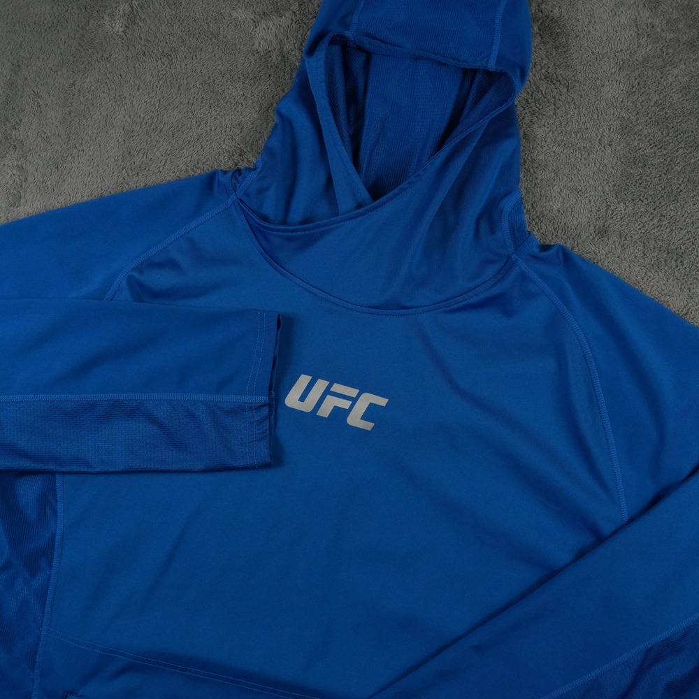 UFC Performance Hoodie Mens L Blue Long Sleeve Thumbhole Athletic MMA Fighter